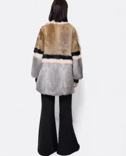 Abrigo Bicolor Pelo Natural Marron