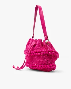 Bandolera Bolas Rafia Fucsia