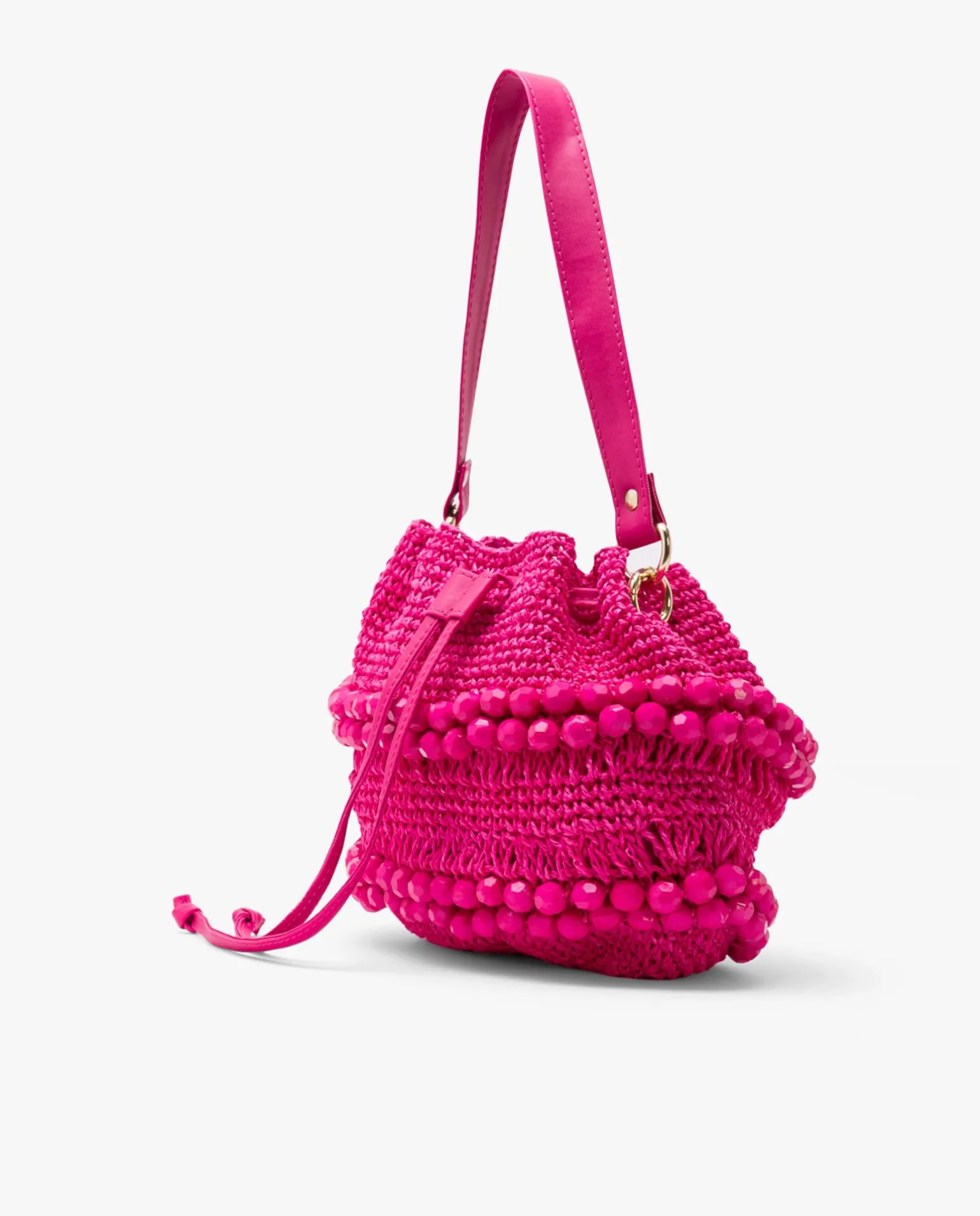 Bandolera Bolas Rafia Fucsia