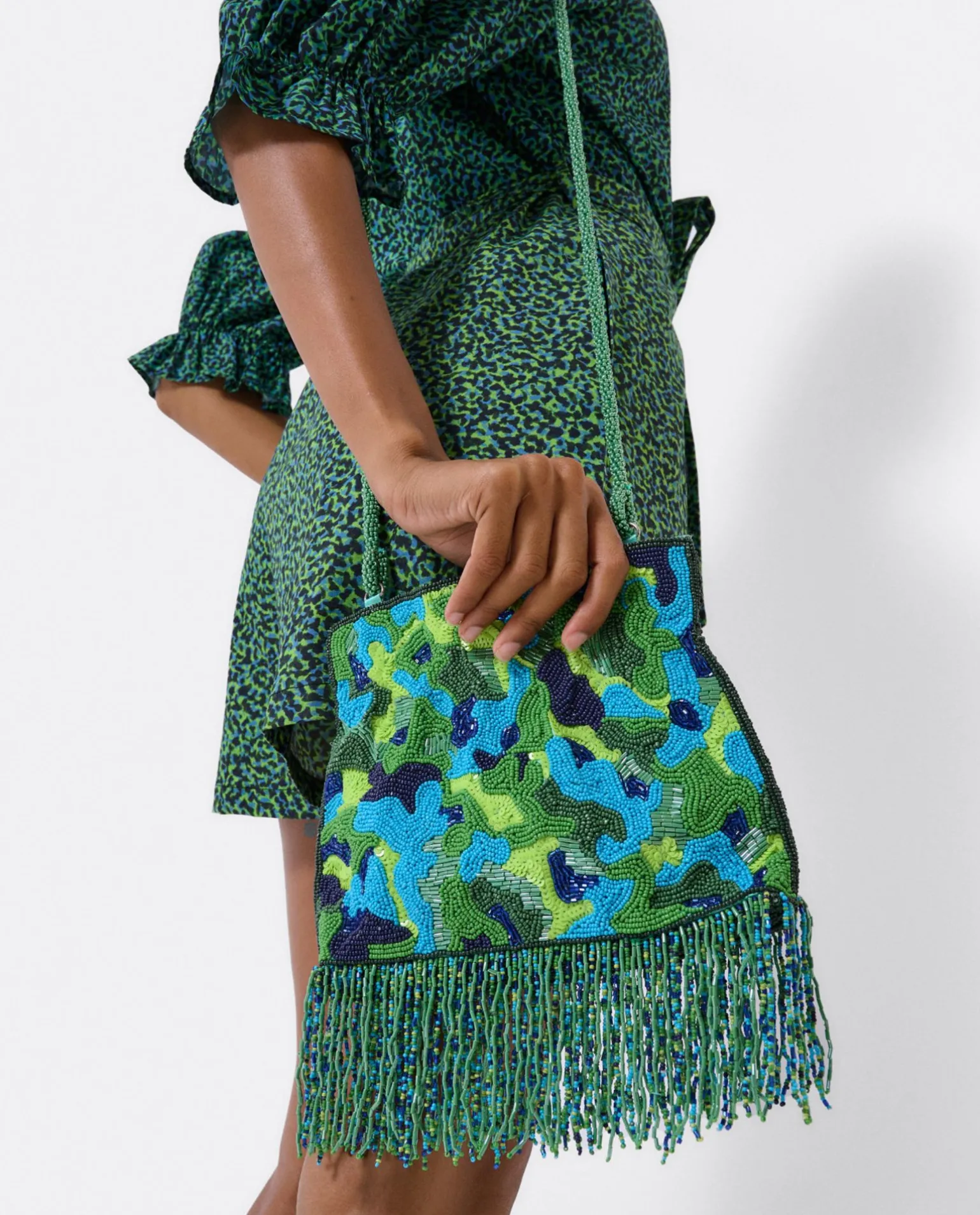 Bandolera Cuentas Leopardo Verde