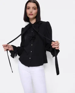 Blusa Lazo Cuello Punto Negro