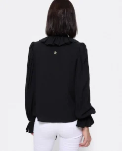 Blusa Lazo Cuello Punto Negro