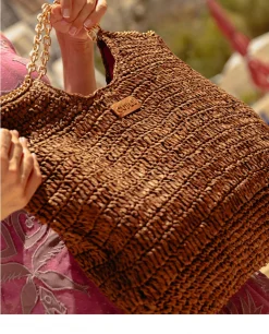 Bolso Capazo Rafia Marron