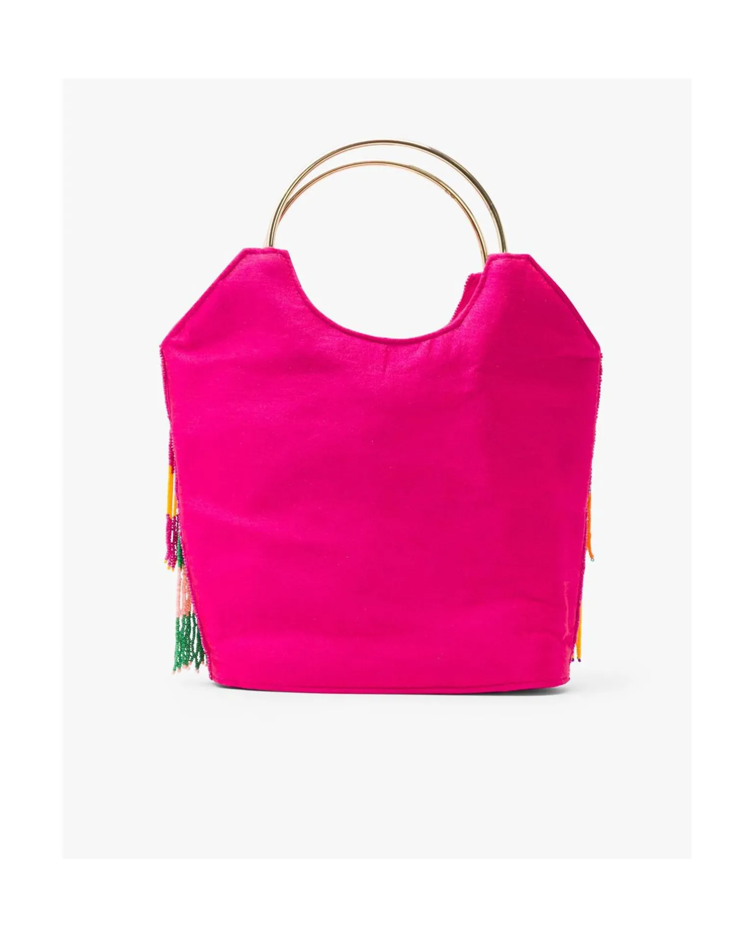 Bolso Flecos Cuentas Multicolor