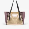 Bolso Grande Tricolor Napa Metalizado Oro