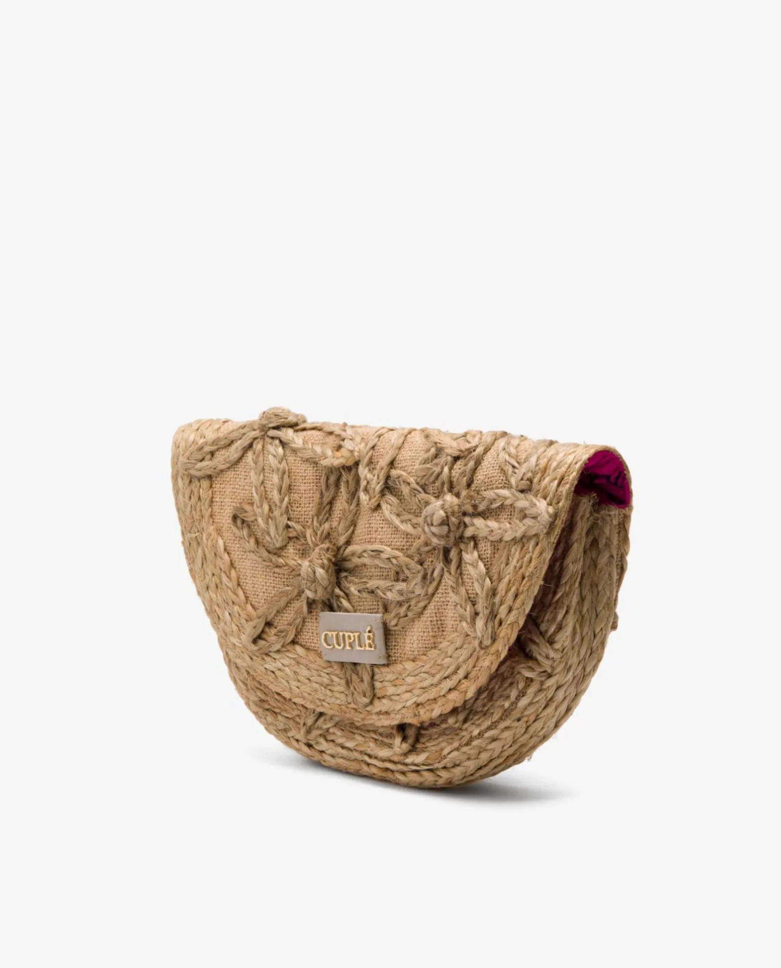 Bolso Mano Media Luna Rafia Beig