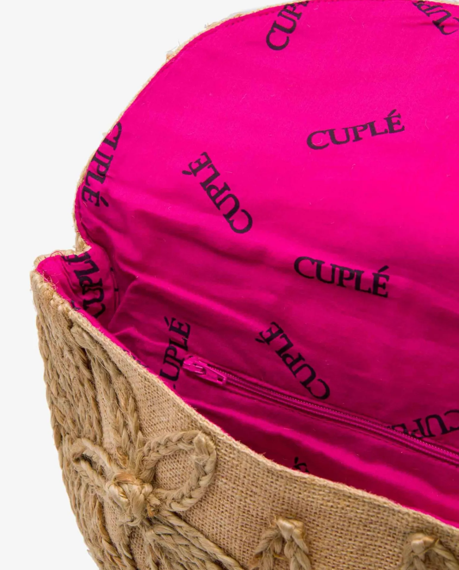 Bolso Mano Media Luna Rafia Beig