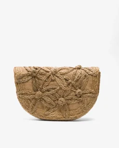 Bolso Mano Media Luna Rafia Beig