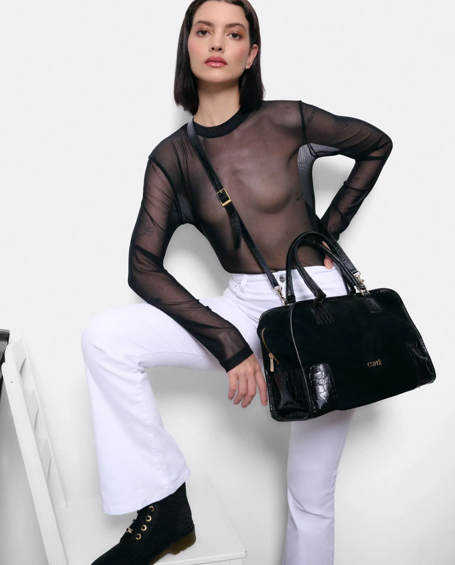 Bolso Rectangular Serraje Negro