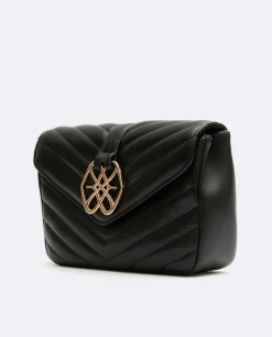 Bolso Satchel Con Cadena Piek Tecnopiel Negro