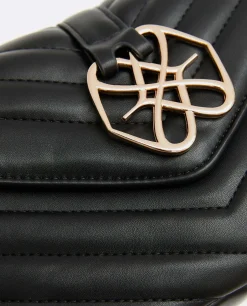 Bolso Satchel Con Cadena Piek Tecnopiel Negro