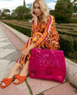 Bolso Tote Vinilo Fucsia