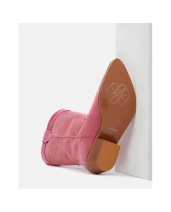 Bota Cowboy Tacón Bajo Napa Fucsia