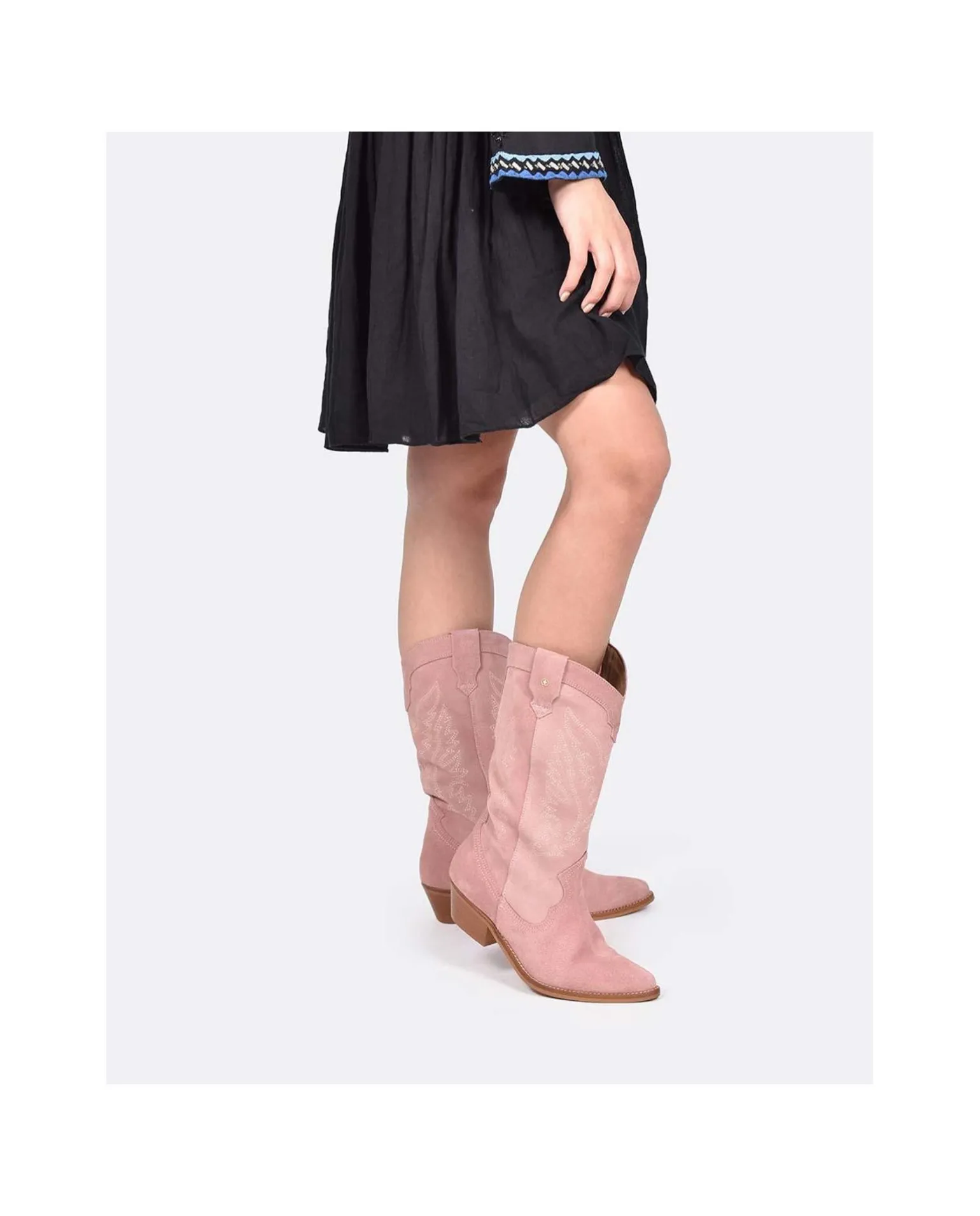 Bota Cowboy Tacón Bajo Serraje Antique