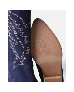 Bota Cowboy Tacón Bajo Serraje Marino