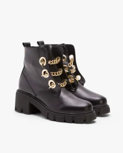 Botin Cadenas Napa Negro