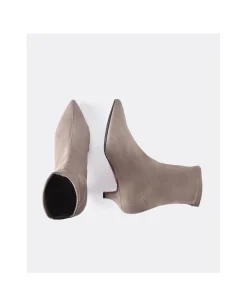 Botin Licra Tacón Bajo Ultrasuede Strech Taupe