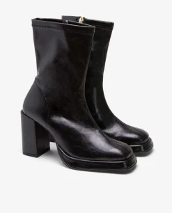 Botin Plataforma Tecnopiel Negro