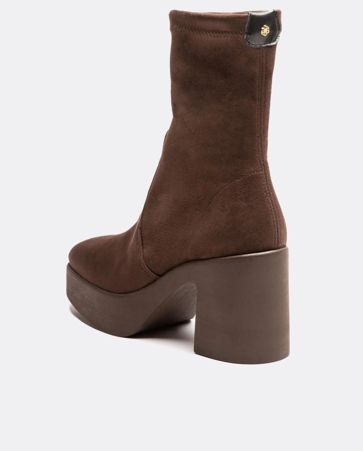 Botin Plataforma Ultrasuede Strech Marron
