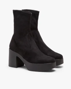 Botin Plataforma Ultrasuede Strech Negro