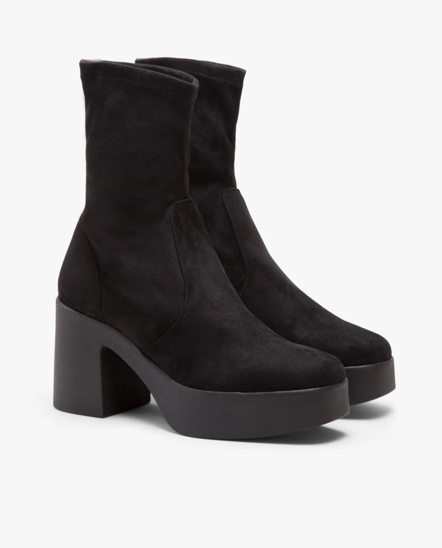 Botin Plataforma Ultrasuede Strech Negro