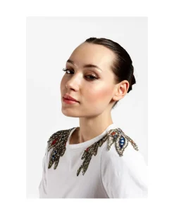 Camiseta Hombros Bordados Punto Blanco