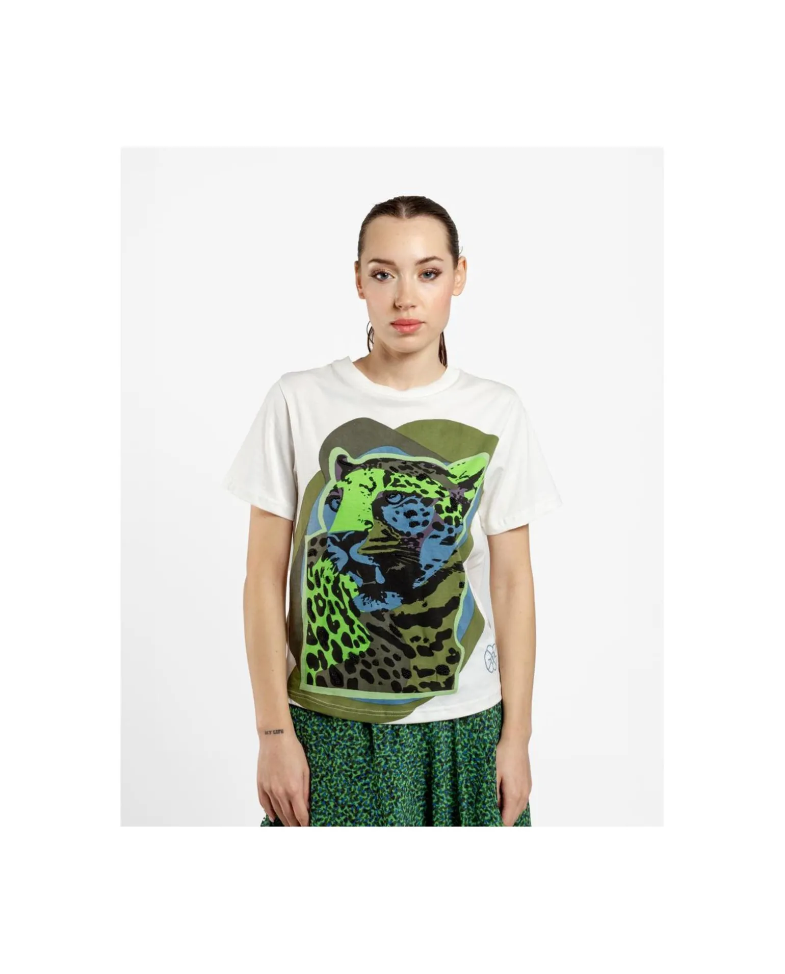 Camiseta Leopardo Algodon Blanco