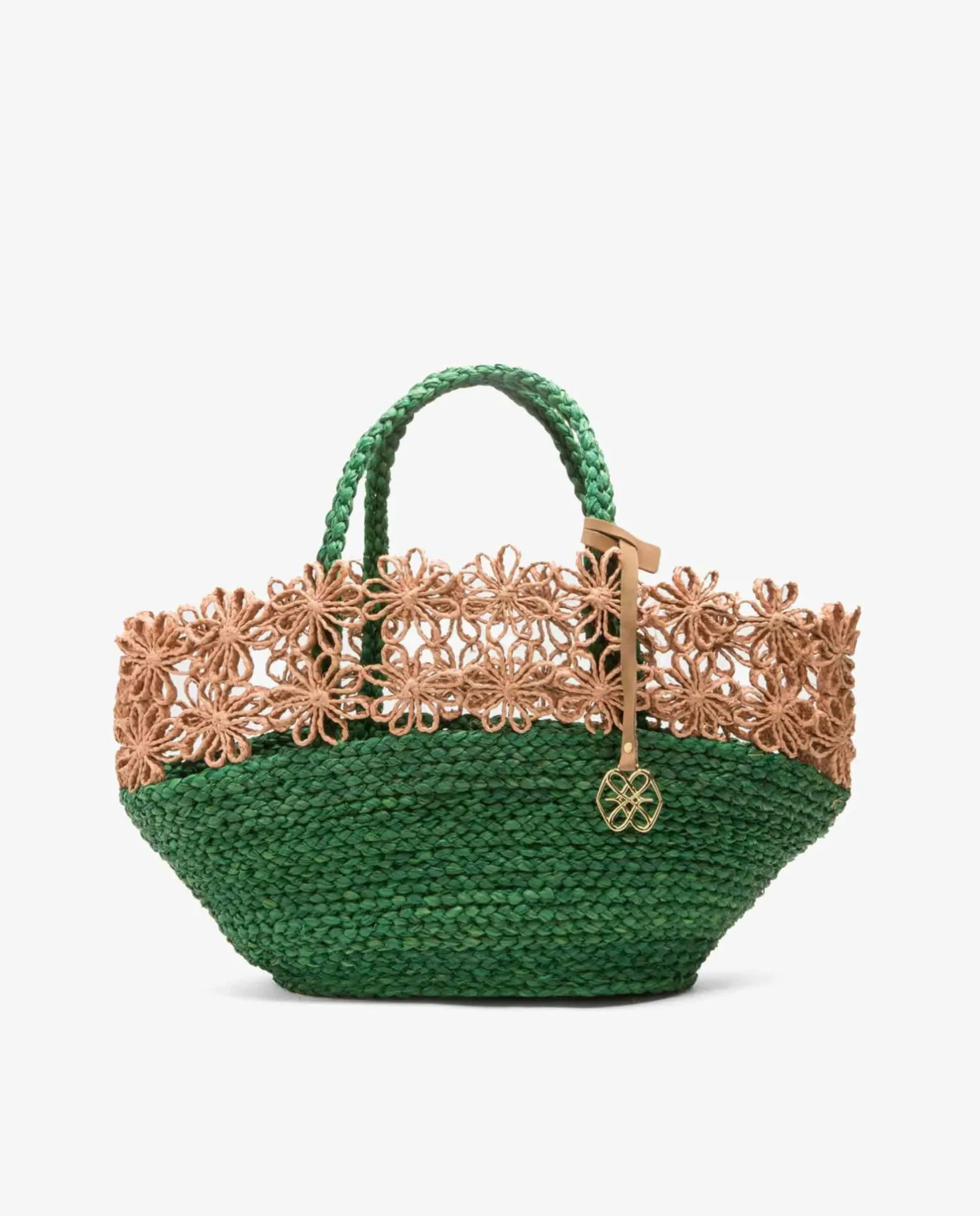 Capazo Flores Rafia Verde