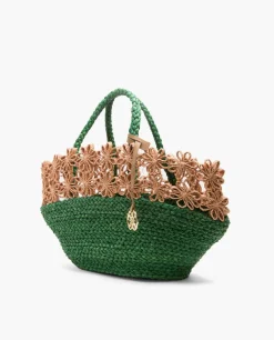 Capazo Flores Rafia Verde