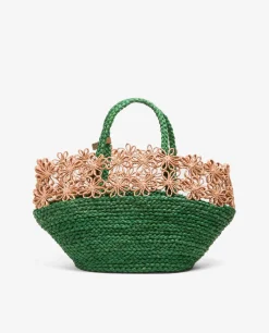 Capazo Flores Rafia Verde