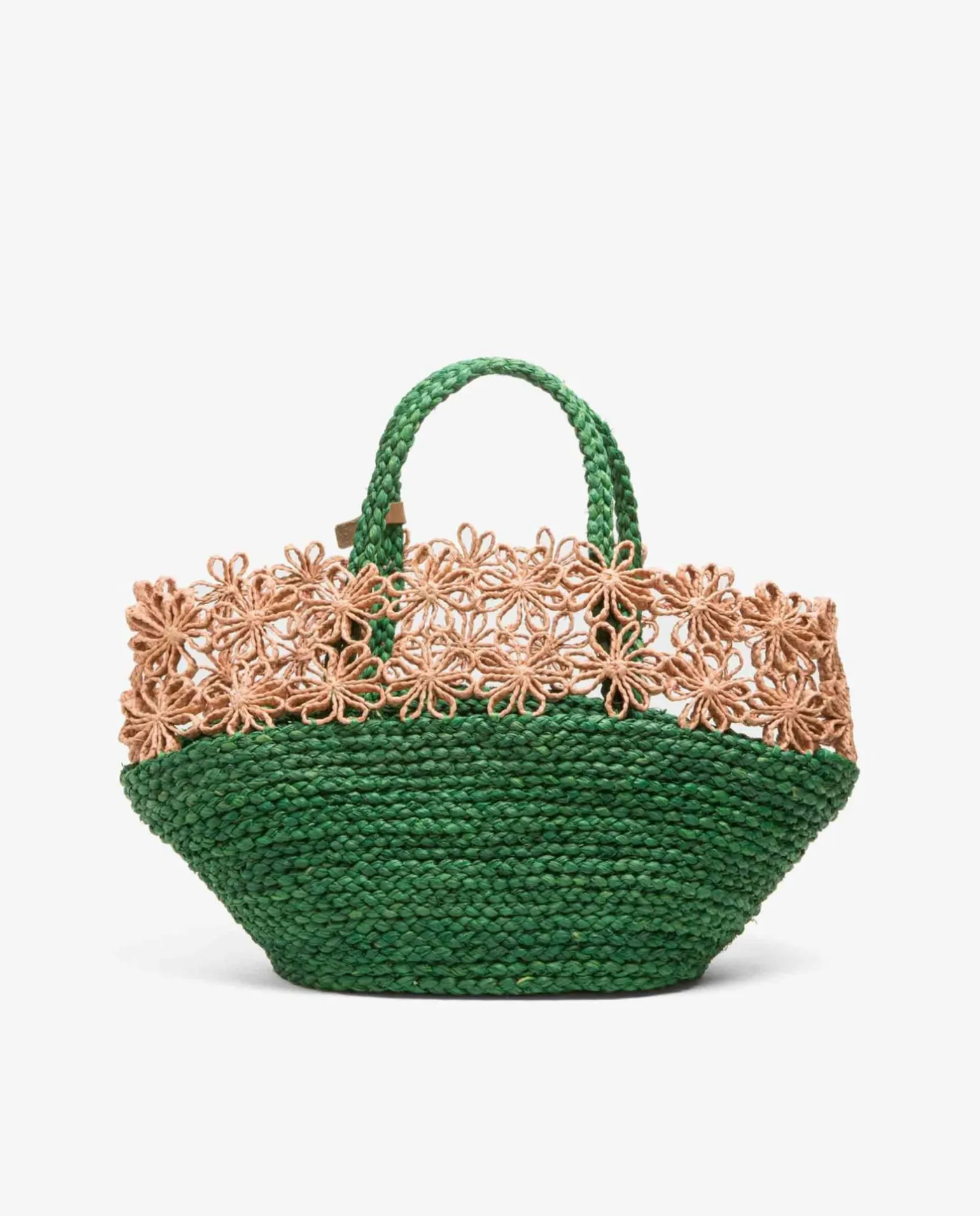 Capazo Flores Rafia Verde