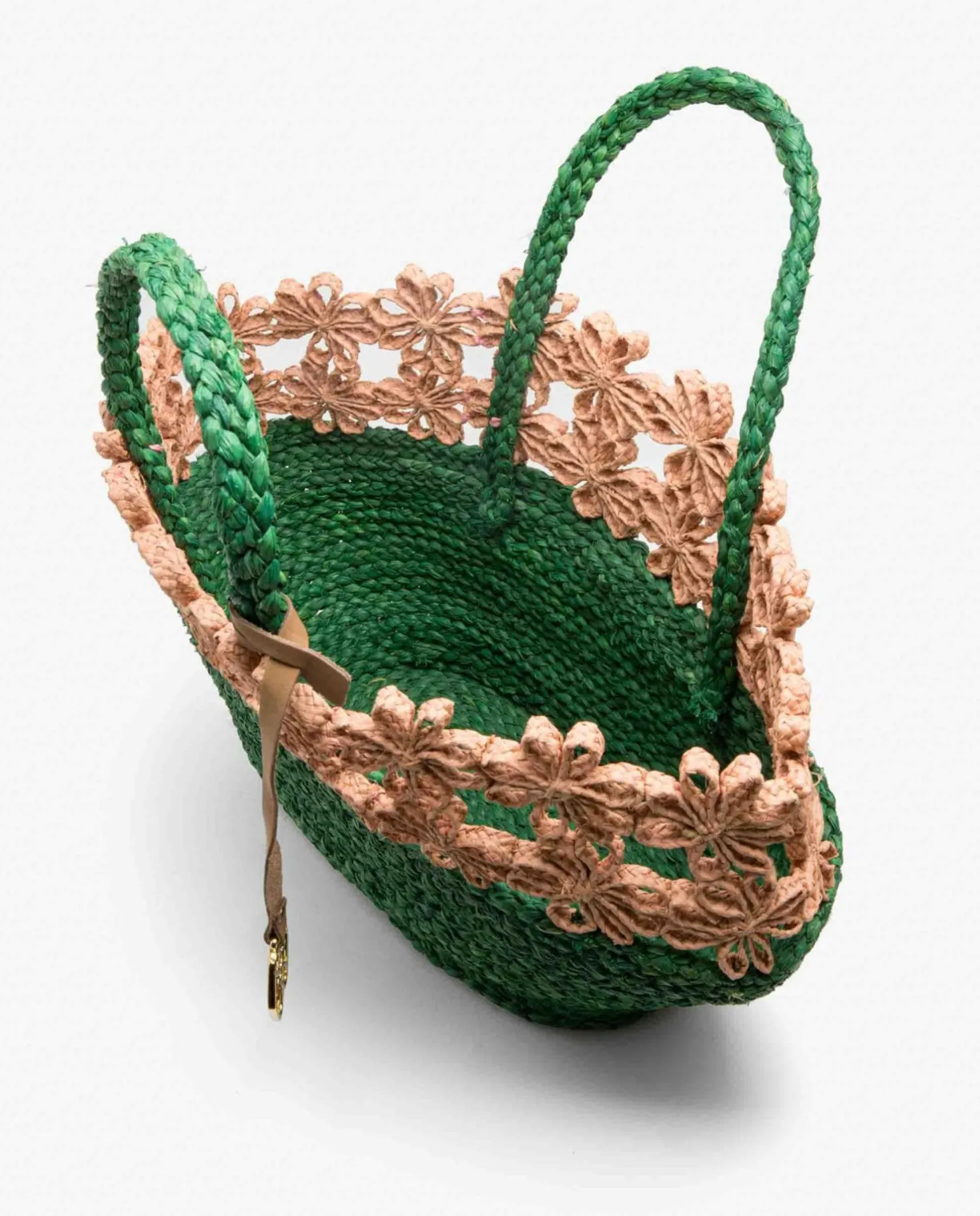 Capazo Flores Rafia Verde