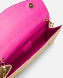 Cartera Mano Solapa Textil Beig