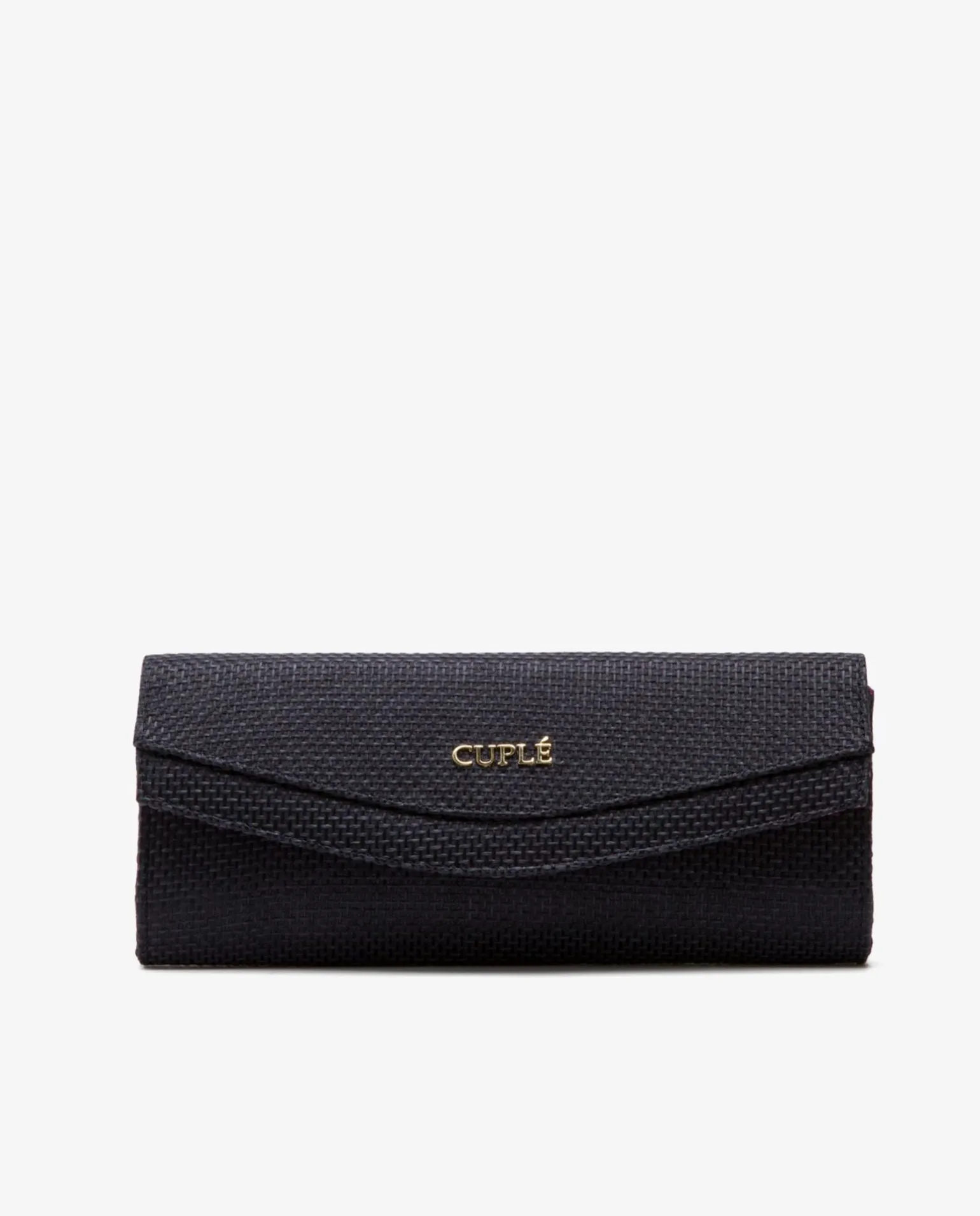 Cartera Mano Solapa Textil Negro