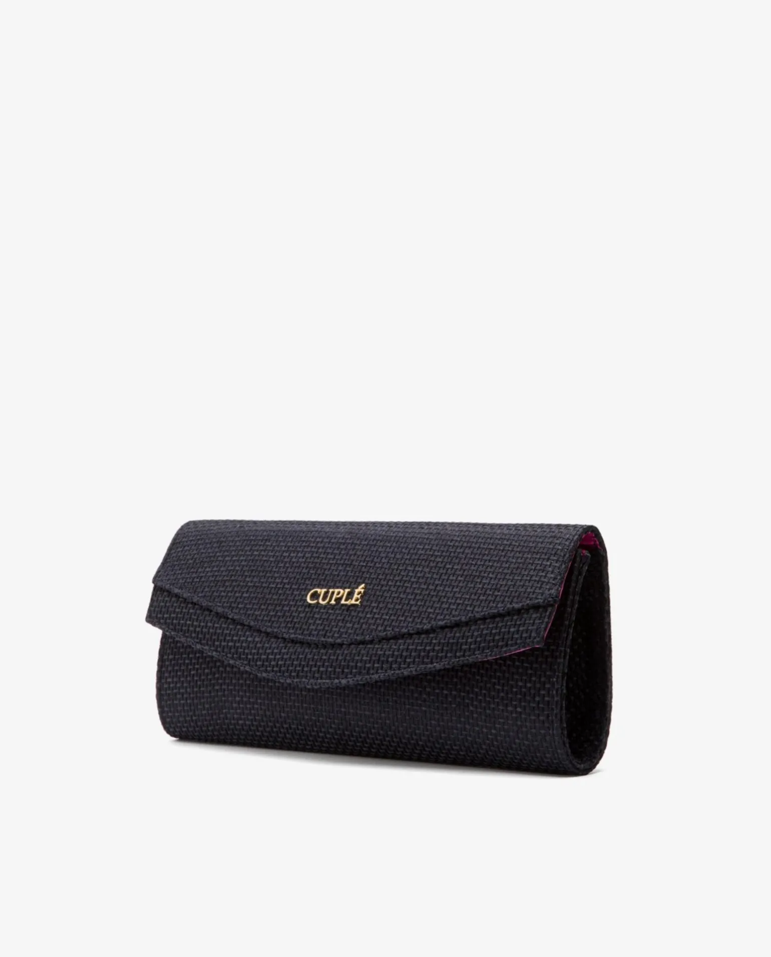 Cartera Mano Solapa Textil Negro