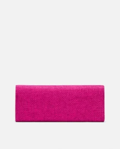 Cartera Mano Solapa Textil Fucsia