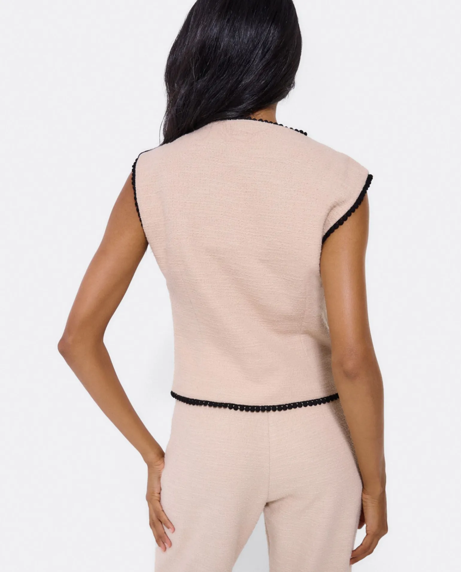 Chaleco Puntilla Tweed Beig