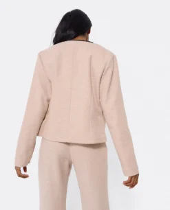 Chaqueta Corta Tweed Beig