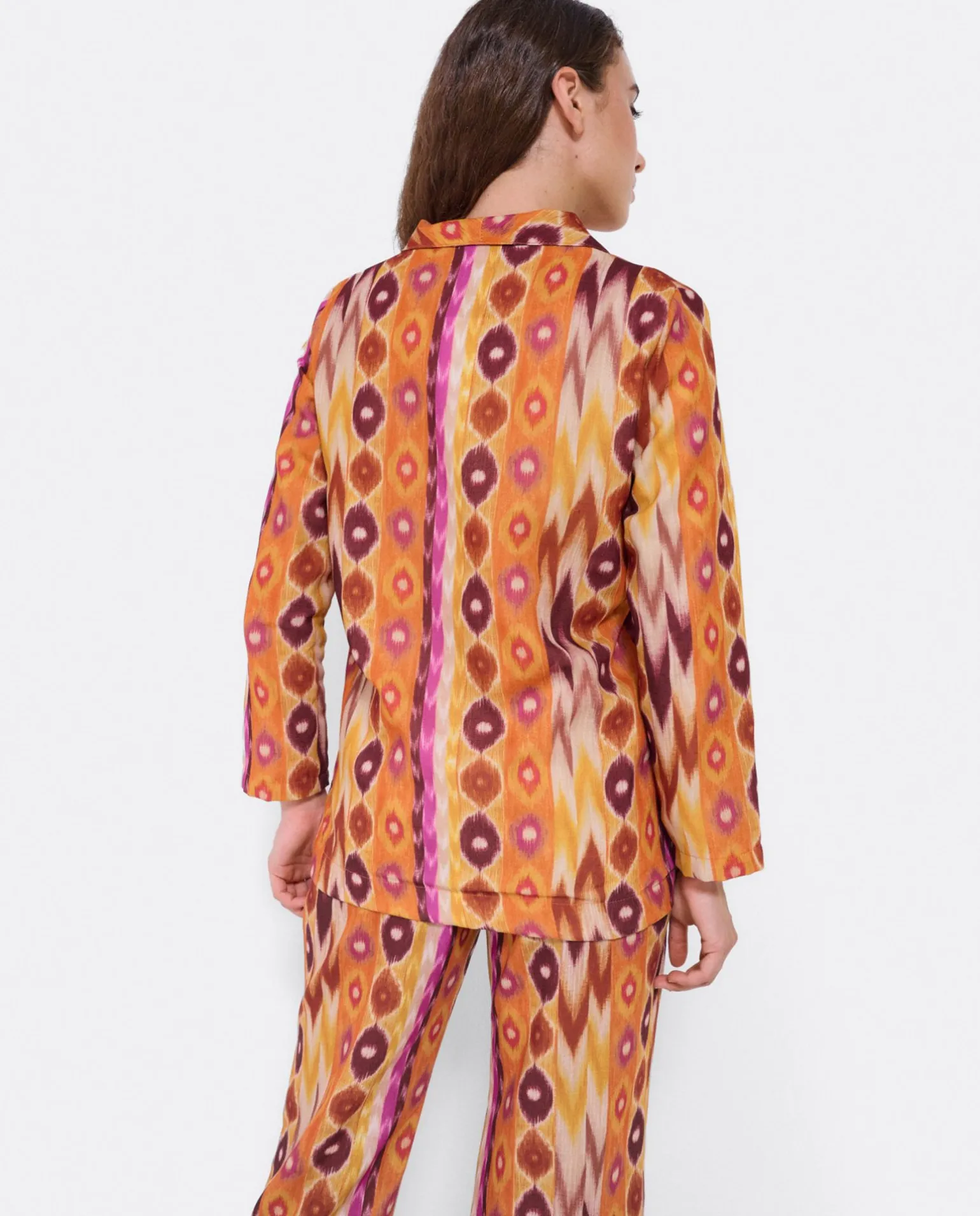 Chaqueta Cruzada Tejido Estampado Etnico