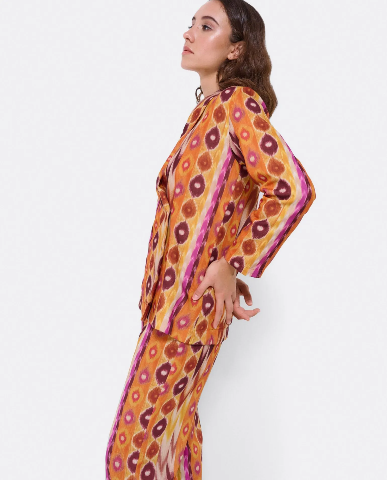 Chaqueta Cruzada Tejido Estampado Etnico