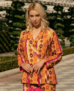 Chaqueta Cruzada Tejido Estampado Etnico