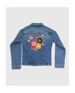 Chaqueta Flores Denim Azul