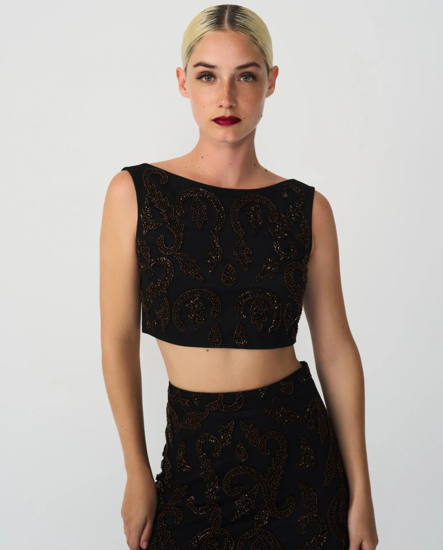 Conjunto Top Falda Gasa Negro