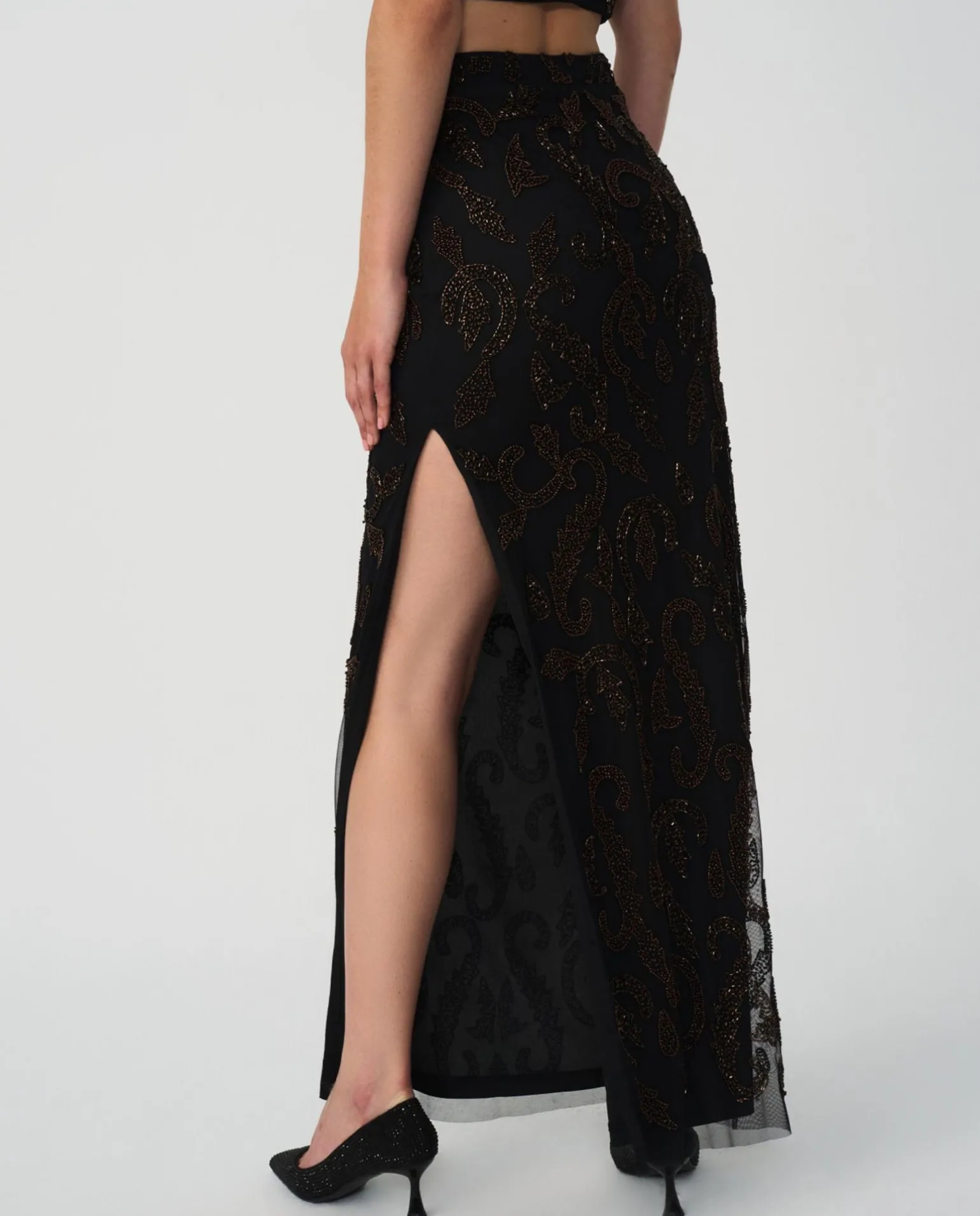 Conjunto Top Falda Gasa Negro