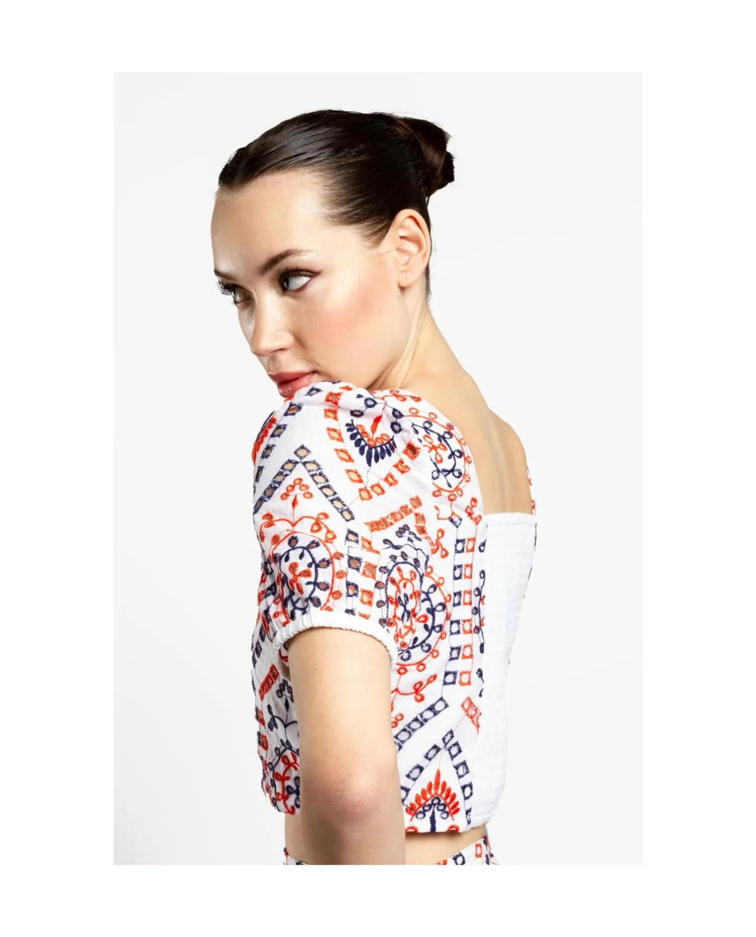 Crop Top Manga Algodon Multicolor