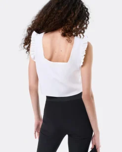 Crop Top Volante Neopreno Blanco