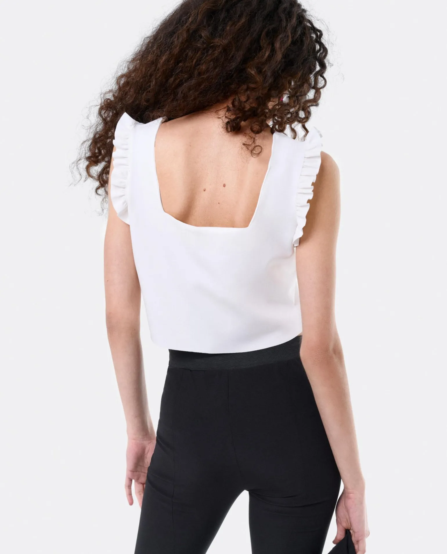 Crop Top Volante Neopreno Blanco