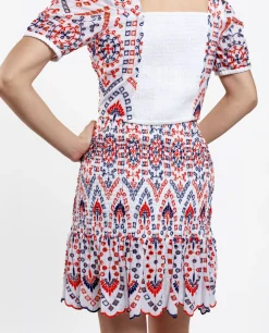 Falda Cintura Fruncida Algodon Multicolor