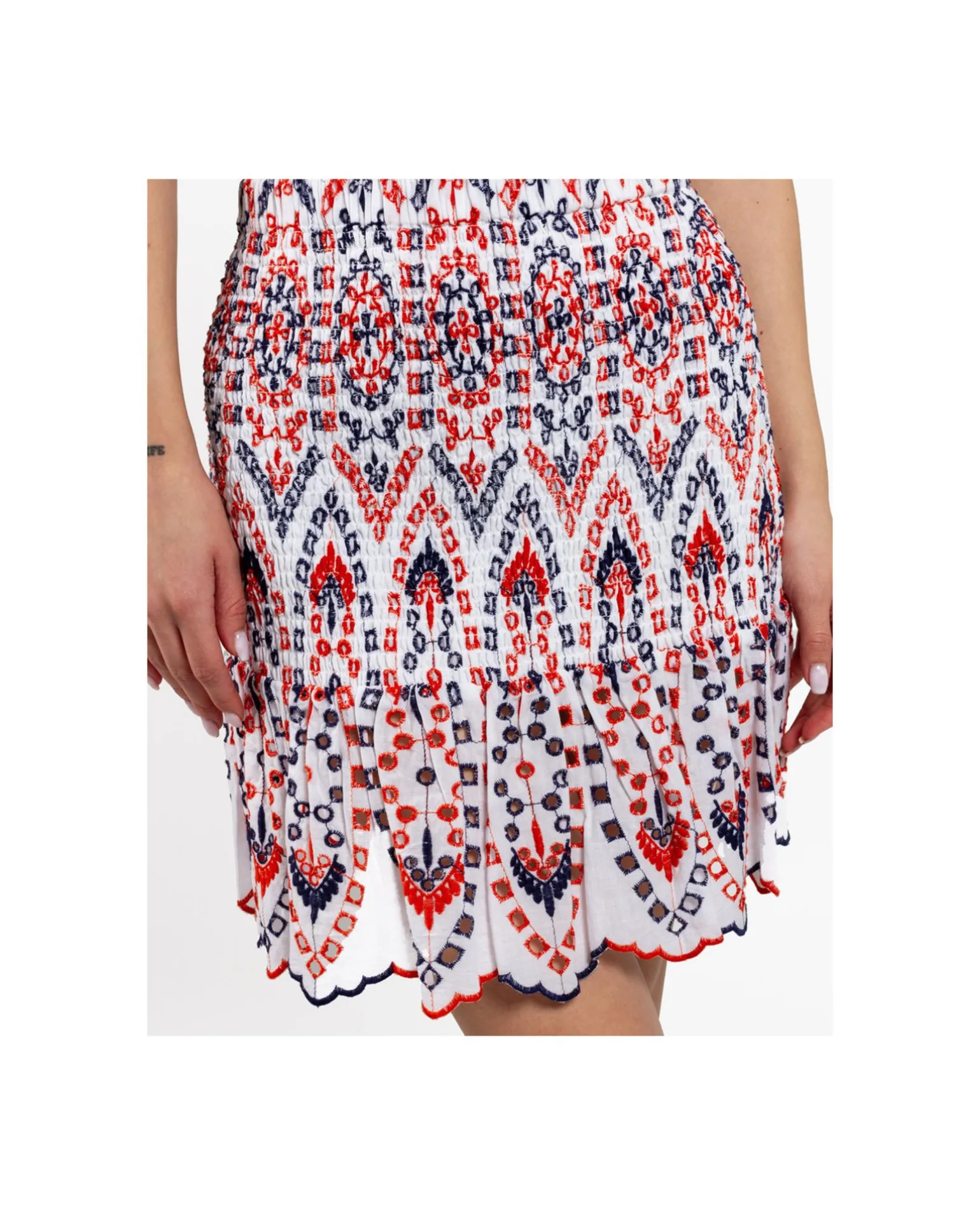 Falda Cintura Fruncida Algodon Multicolor