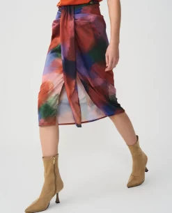 Falda Lazo Delantero Midi Sedin Estampado Acuarela